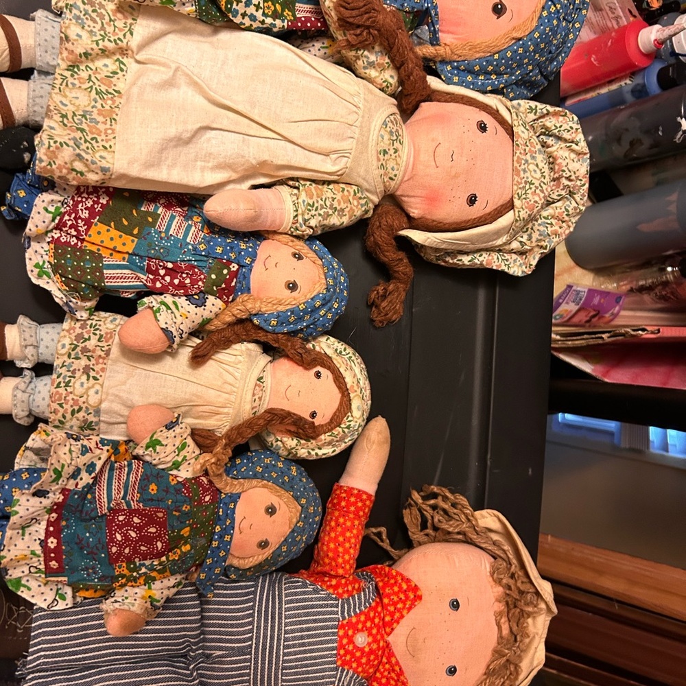 Handcrafted Rag Doll Set with Floral Patterns